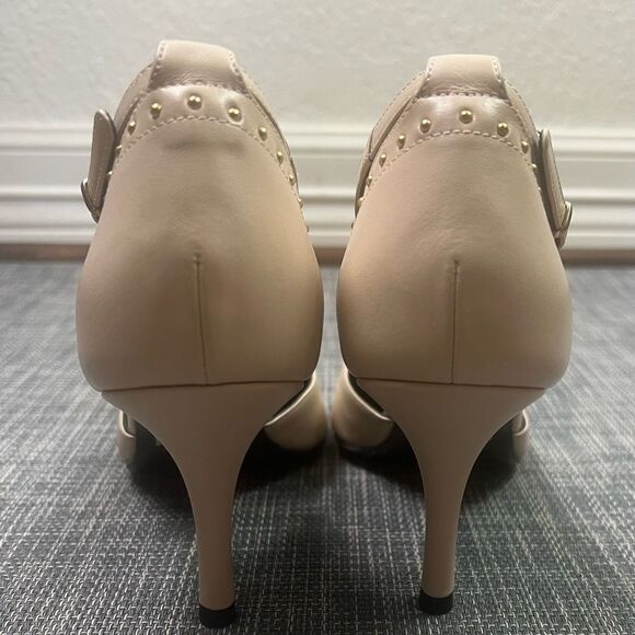 Just Cavalli Nude Low Heel Shoes with Gold Metal Studs - Picture 7 of 14